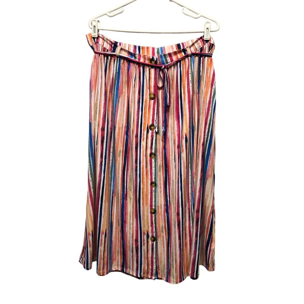 Terra and Sky Skirt Womens Size OX 14W Colorful Button Front A Line Boho NEW